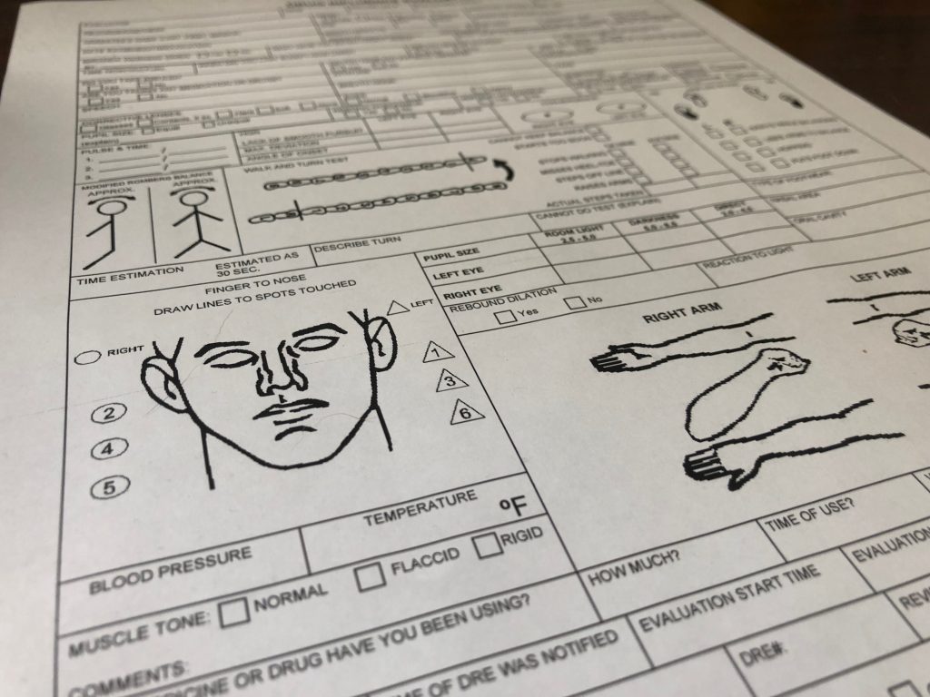 DRE face sheet The drug recognition expert