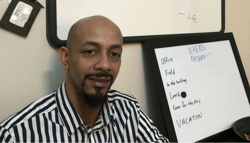 Henry Rashan Henry, a veteran child abuse/neglect investigator and now a supervisor, says 'cases never stop because kids are getting abused every day.' (Cris Barrish/WHYY News)