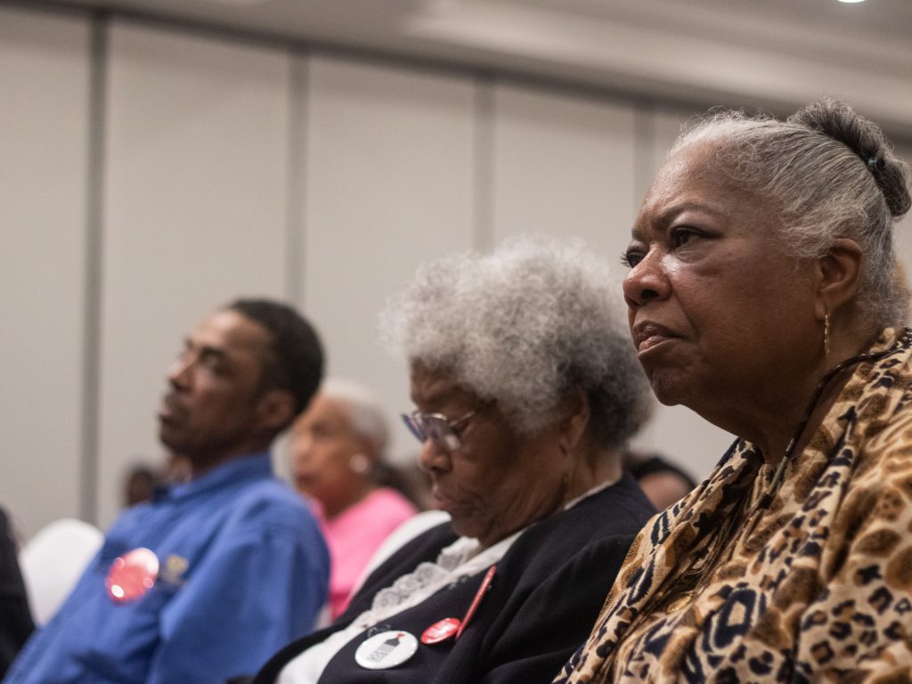 IMG_0430 Weeks before the May 21 democratic primary, participants filled a room at First District Plaza for a mayoral forum. (Angela Gervasi for WHYY)