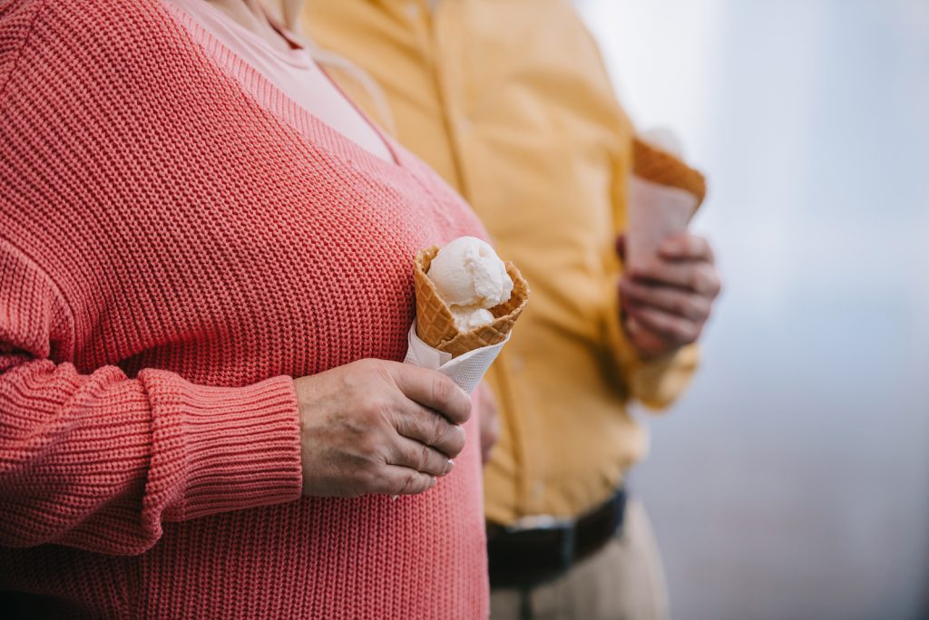Cropped View Of Senior Couple Holding Ice Cream Cones (Bigstock/LightField Studios)