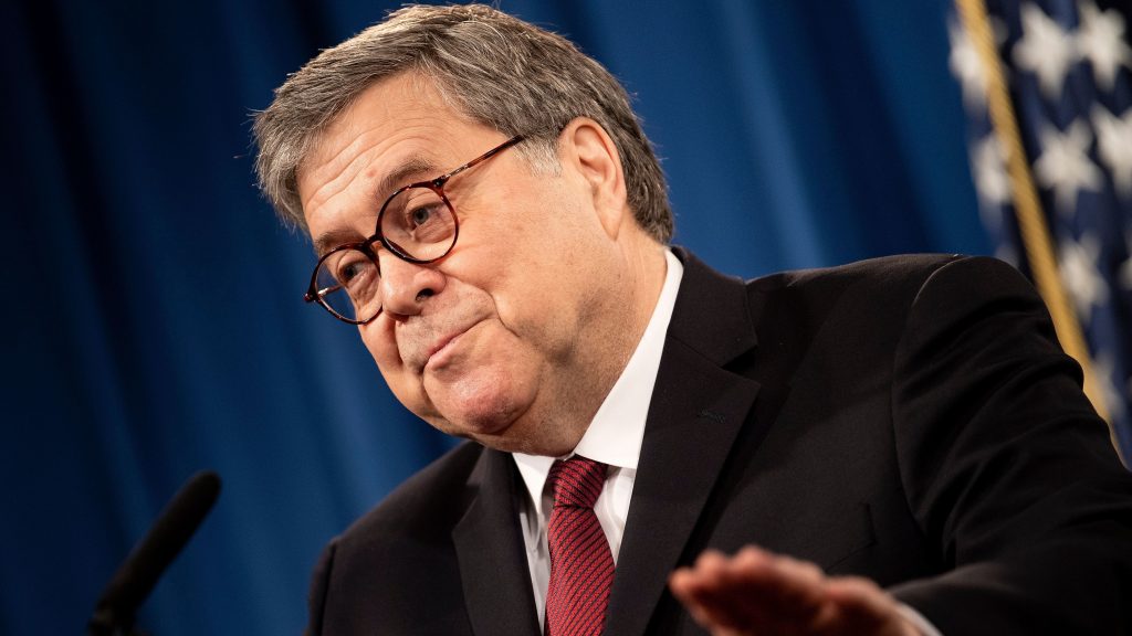 Attorney General William Barr speaks during a press conference about the release of the special counsel report at the Department of Justice on April 18. Barr is testifying on Capitol Hill on Wednesday and Thursday. Attorney General William Barr speaks during a press conference about the release of the special counsel report at the Department of Justice on April 18. Barr is testifying on Capitol Hill on Wednesday and Thursday. (Brendan Smialowski/AFP/Getty Images)