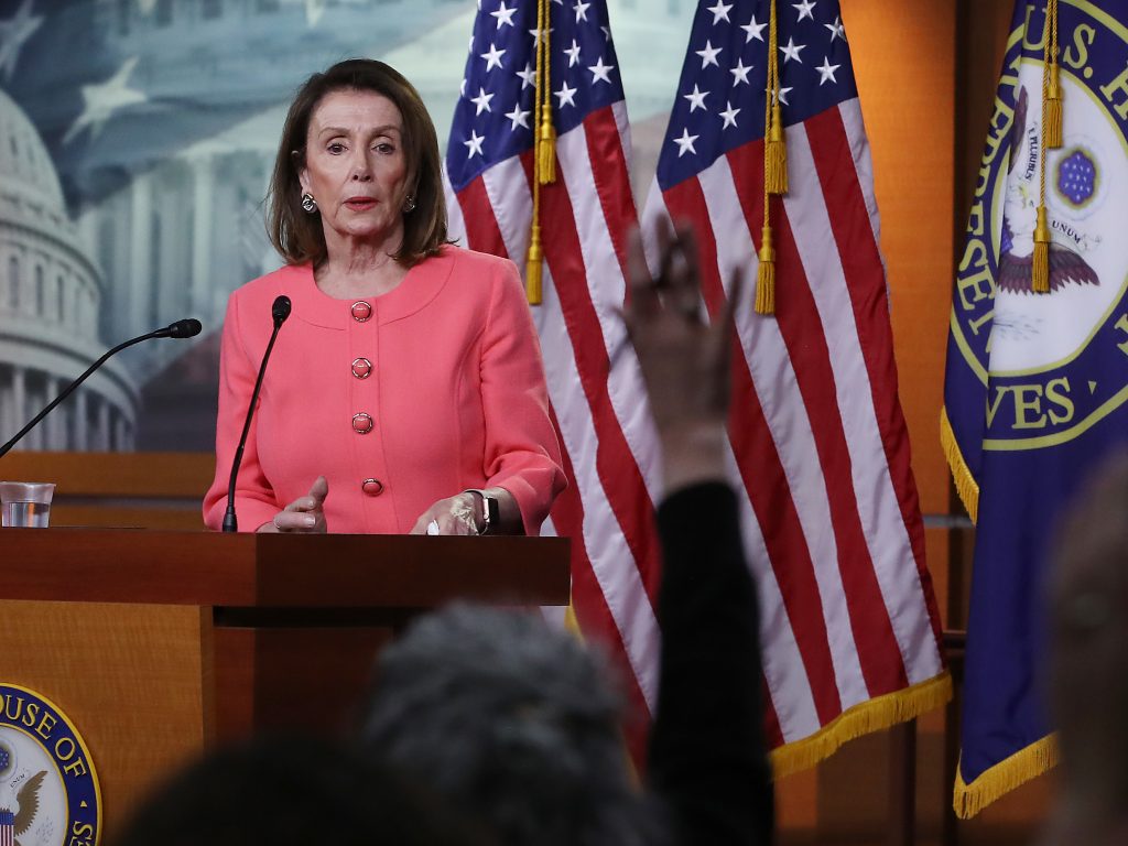 House Speaker Nancy Pelosi, D-Ca., speaks during her weekly news conference on Capitol Hill in Washington, D.C., on Thursday. Among the topics discussed were Attorney General William Barr’s failure to appear before the House Judiciary Committee to discuss the special counsel report on Russia’s interference in the 2016 election. House Speaker Nancy Pelosi, D-Ca., speaks during her weekly news conference on Capitol Hill in Washington, D.C., on Thursday. Among the topics discussed were Attorney General William Barr's failure to appear before the House Judiciary Committee to discuss the special counsel report on Russia's interference in the 2016 election. (Mark Wilson/Getty Images)