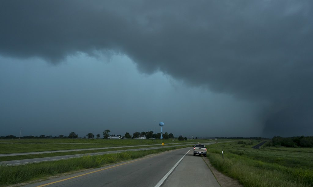 Rain obscures the view of a tornado on May 28 in Lawrence, Kan. Rain obscures the view of a tornado on May 28 in Lawrence, Kan. (Kyle Rivas/Getty Images)
