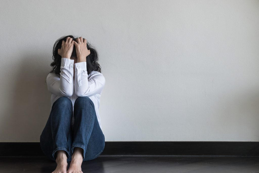 Anxiety Disorder Menopause Woman, Stressful Depressed Emotional Person With Mental Health Illness, H
