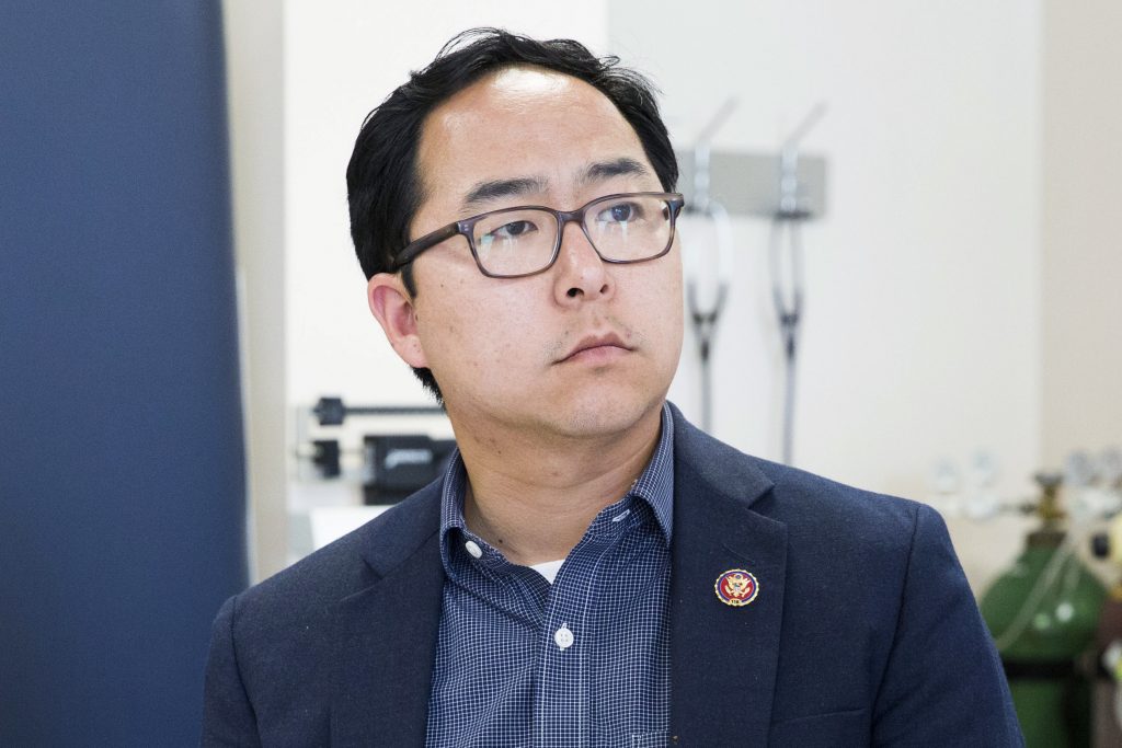 Congressman Andy Kim, representing N.J.’s 3rd district, tours the East Orange VA Medical Center last week. Congressman Andy Kim, representing N.J.'s 3rd district, tours the East Orange VA Medical Center last week. (Rachel Wisniewski for NPR)