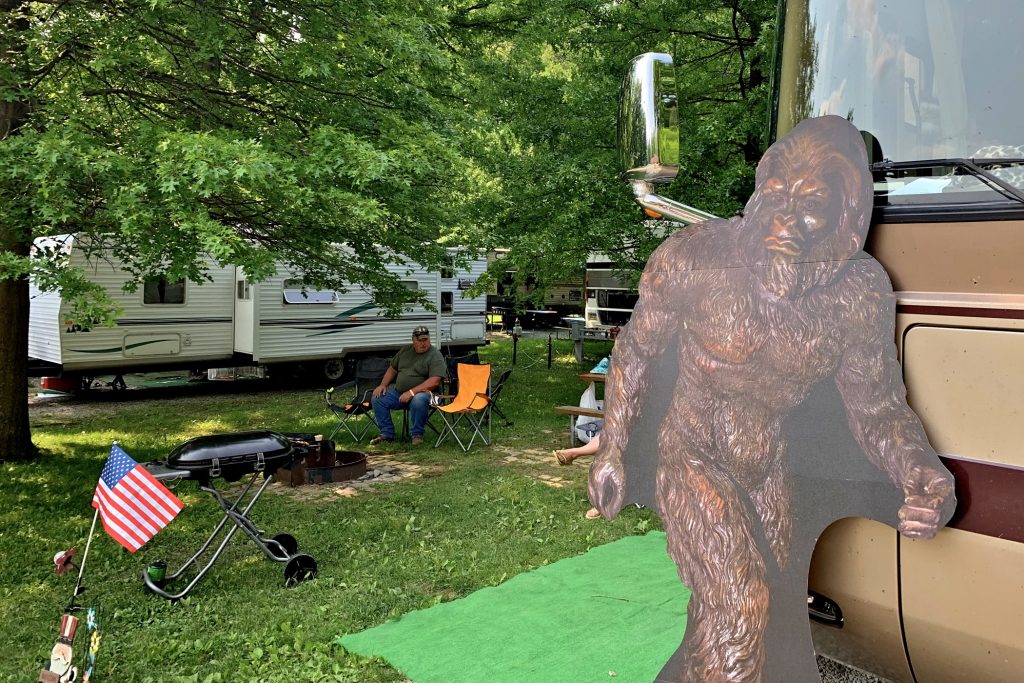 More than 1,000 enthusiasts and researchers came together for the annual Bigfoot Camping Adventure, a conference-of-sorts at a Fayette County campground. (Jason Nark/Philadelphia Inquirer)