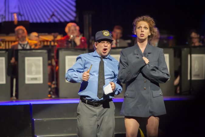Greg Giovanni and Erin Carney perform a Vaudeville routine. (Jonathan Wilson for WHYY)