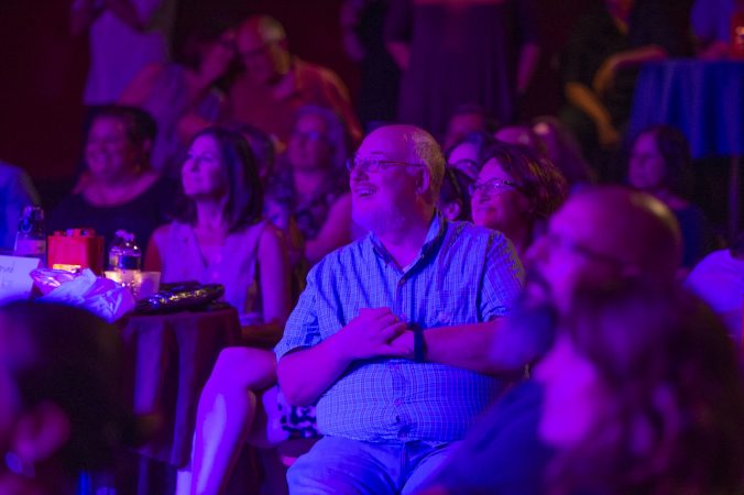 An adoring audience watch the antics of the Big Mess Cabaret. (Jonathan Wilson for WHYY)