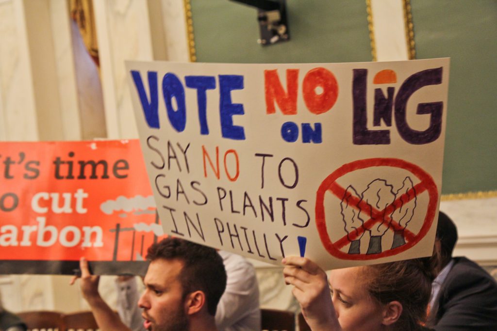 2019 06 13 lng in council-4 Opposition to the proposed liquefied natural gas plant in Philadelphia protest in city council chambers Thursday. (Kimberly Paynter/WHYY)