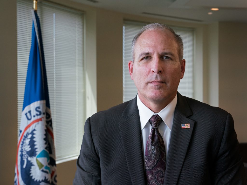 Mark Morgan, the new head of Immigration and Customs Enforcement, stands for a portrait in his office Friday, Jun. 21, 2019 in Washington D.C. Mark Morgan, the new head of Immigration and Customs Enforcement, stands for a portrait in his office Friday, Jun. 21, 2019 in Washington D.C. (Shuran Huang/NPR)