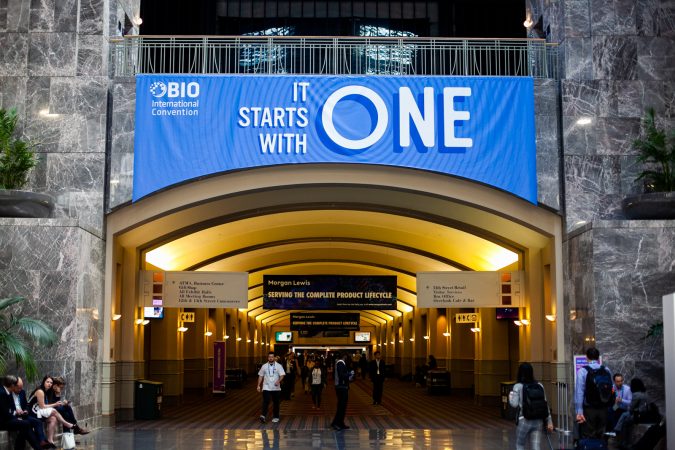 The BIO International Convention drew thousands in the biotech industry from around the globe this week to the Pennsylvania Convention Center. (Brad Larrison for WHYY)