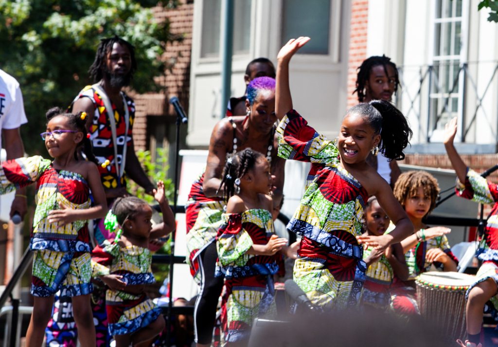 2019 6 9- b larrison- philadelphia- annual odunde festival on south street-5-cropped African heritage dancers perform at Philadelphia's Odunde Festival.