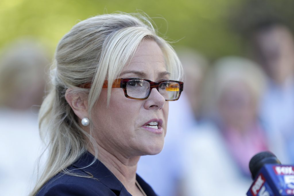 Christie Traffic Jams Bridget Kelly, the former deputy chief of staff for former New Jersey Gov. Chris Christie, reads a statement after exiting the Martin Luther King, Jr., Federal Courthouse following a re-sentencing hearing, Wednesday, April 24, 2019, in Newark, N.J. (Julio Cortez/AP Photo)
