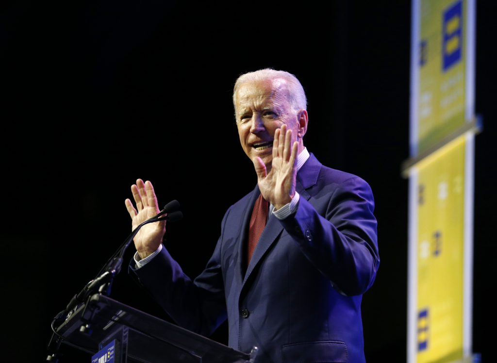 Election 2020 Joe Biden Democratic presidential candidate, former Vice President Joe Biden speaks during the Human Rights Campaign Columbus, Ohio Dinner at Ohio State University Saturday, June 1, 2019. (Paul Vernon/AP Photo)