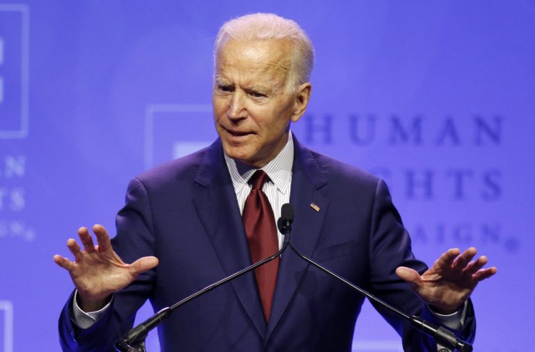 Democratic presidential candidate, former Vice President Joe Biden speaks during the Human Rights Campaign Columbus, Ohio Dinner at Ohio State University Saturday, June 1, 2019. (Paul Vernon/AP Photo)