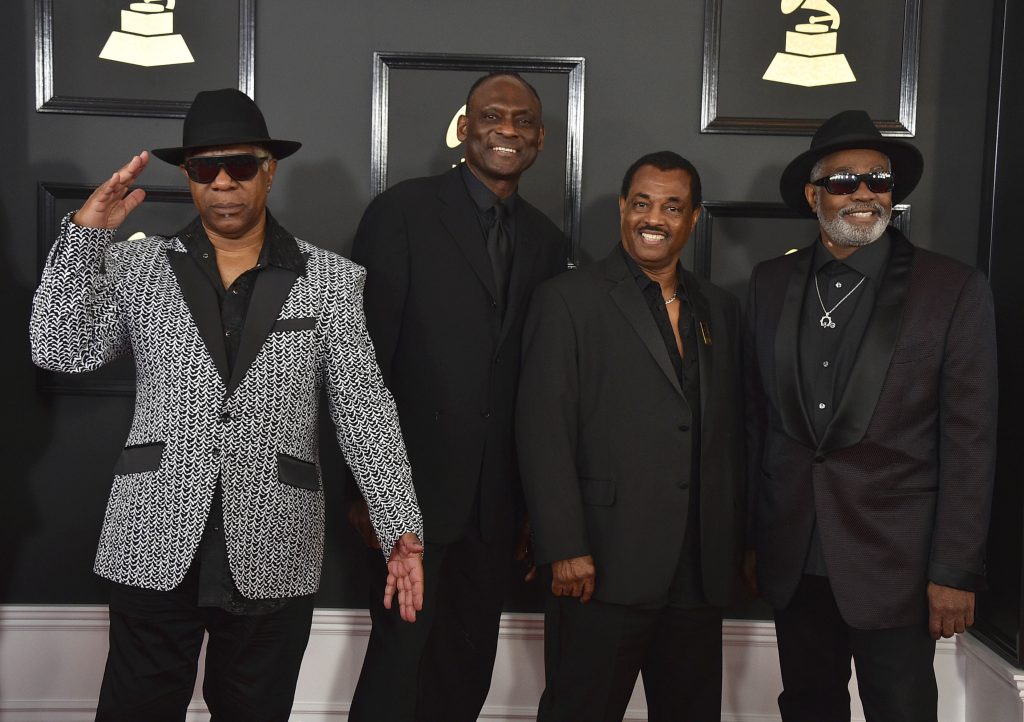 Dennis D.T. Thomas, George Brown, Robert Bell, Ronald Bell In this Feb. 12, 2017 file photo Dennis D.T. Thomas, (from left), George Brown, Robert Bell, and Ronald Bell, of the musical group Kool & The Gang, arrive at the 59th annual Grammy Awards at the Staples Center, in Los Angeles. Philadelphia Mayor Jim Kenney announced Wednesday, June 5, 2019, that the group will receive the 2019 Marian Anderson Award this fall. (Photo by Jordan Strauss/Invision/AP, File)