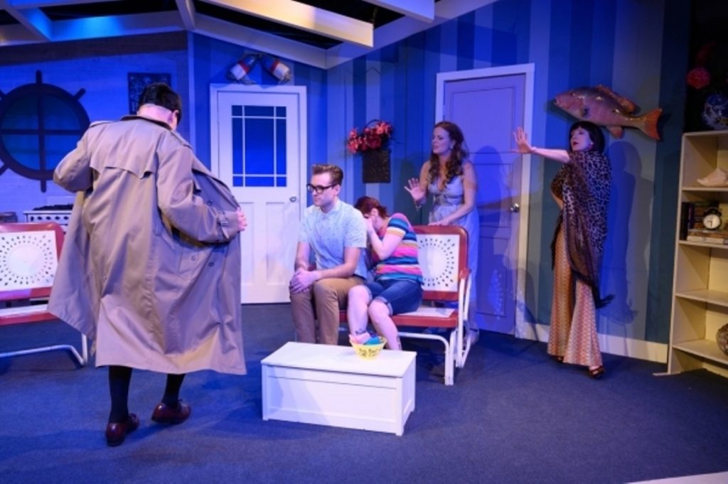 BETTY’S SUMMER VACATION art In The Idiopathic Ridiculopathy Consortium production of 'Betty's Summer Vacation,' (from left) Bill Rahill, Anthony Crosby, Amanda Schoonover, Kirsten Quinn and Tina Brock. (Photo courtesy of Johanna Austin/austinart.org)