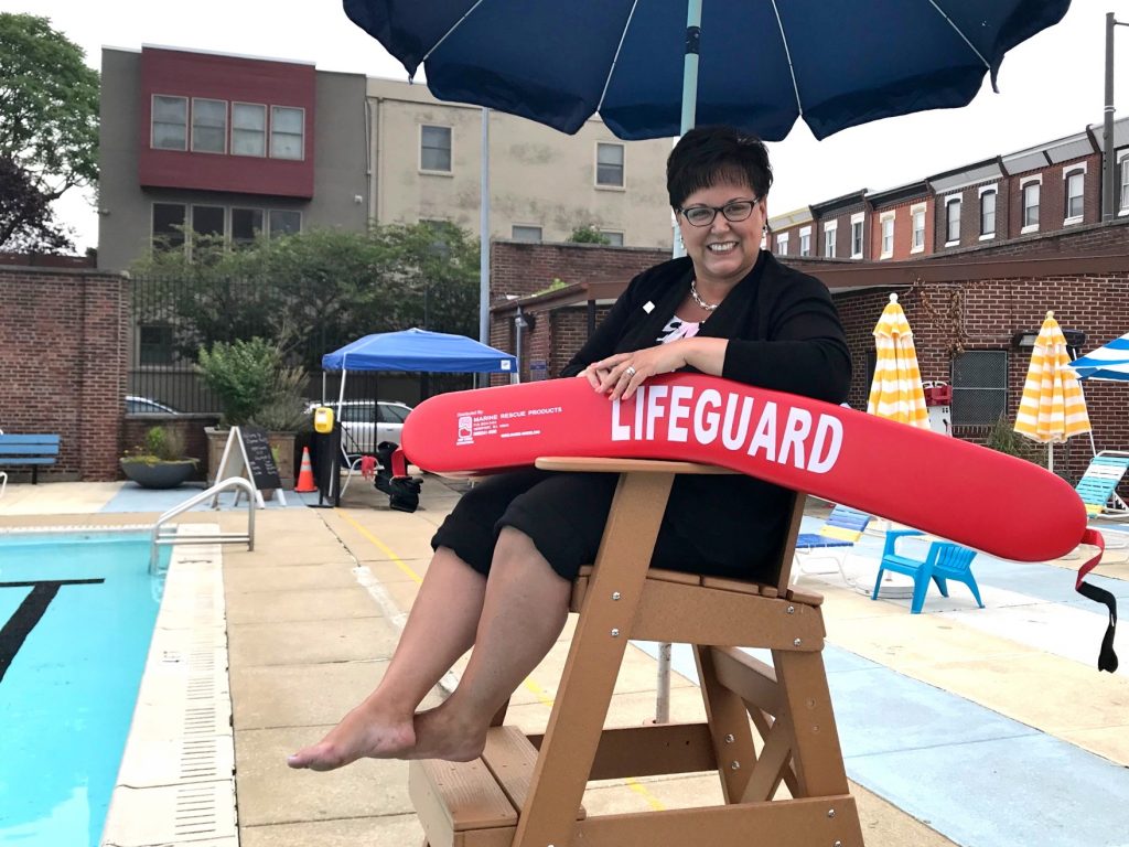 Kathryn Ott Lovell Parks and Recreation Commissioner Kathryn Ott Lovell talks about summer programs at pools in Philadelphia. (Jennifer Lynn/WHYY)