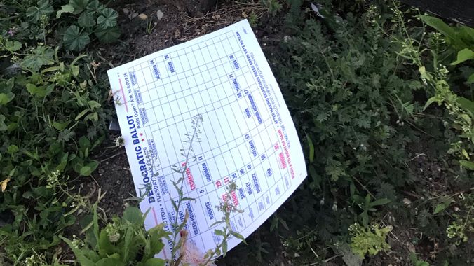 A discarded Democratic City Committee sample ballot after Election Day (Billy Penn)