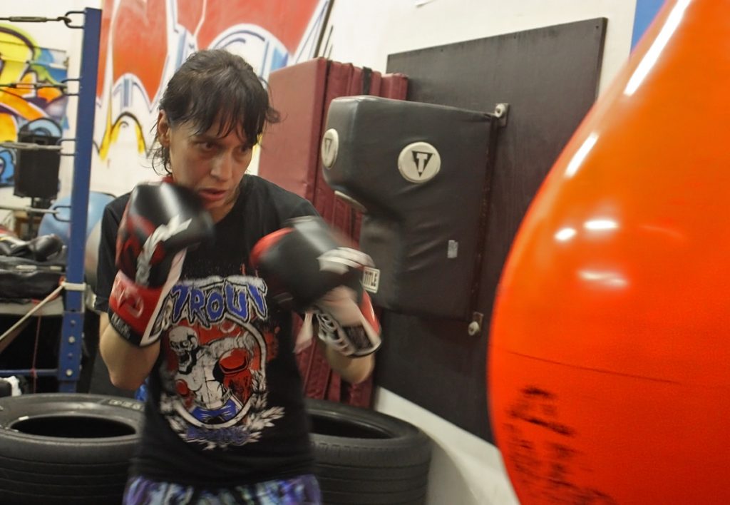 bianco_1200 Federica Bianco spends at least an hour training in a boxing gym everyday, more if she has an upcoming fight. (Alan Yu/WHYY)