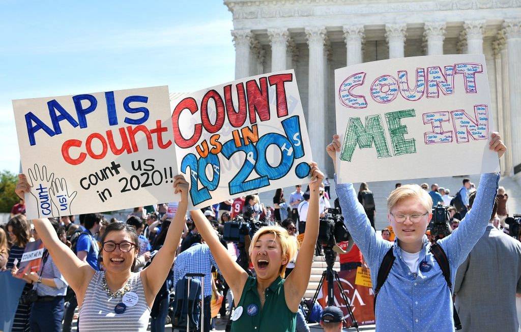 Demonstrators rally outside the U.S. Supreme Court in Washington, D.C., in April to protest the Trump administration’s plan to add a citizenship question to forms for the 2020 census. Demonstrators rally outside the U.S. Supreme Court in Washington, D.C., in April to protest the Trump administration's plan to add a citizenship question to forms for the 2020 census.