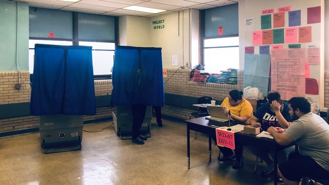 The polling place at Stetson school in Fairhill on Election Day (Max Marin/Billy Penn)