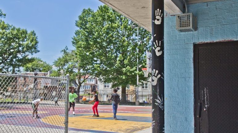 A sonic device is seen (at top right) at Barrett Playground in Philadelphia. Thirty parks in the city have the devices, which emit a constant, high-pitched noise that only teenagers and young adults can hear. A sonic device is seen (at top right) at Barrett Playground in Philadelphia. Thirty parks in the city have the devices, which emit a constant, high-pitched noise that only teenagers and young adults can hear. (Kimberly Paynter/WHYY)