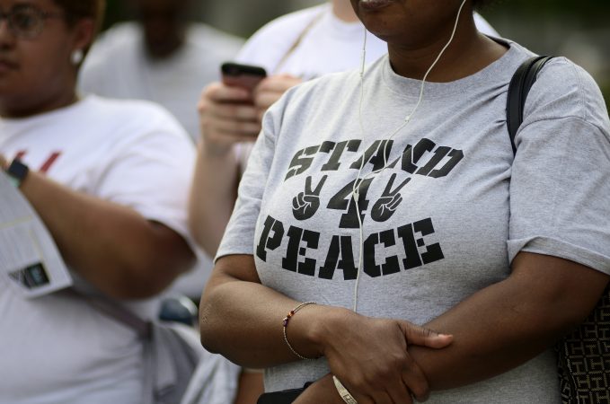 The Stand 4 Peace anti gun-violence rally in Love park, on Tuesday. (Bastiaan Slabbers for WHYY)