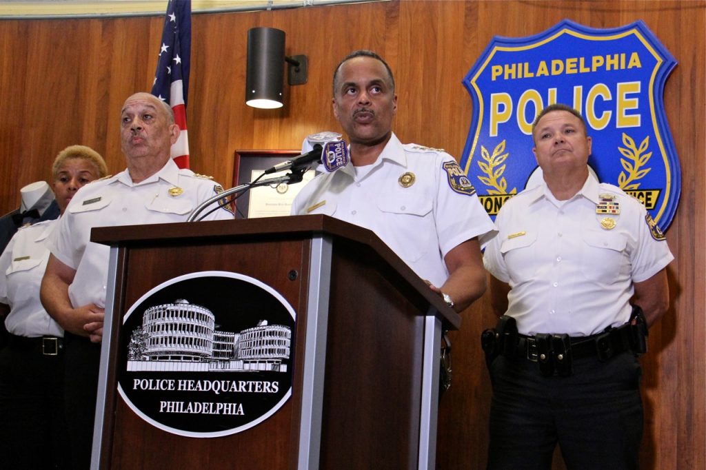 2019 07 17-e lee-richard ross-philadelphia-police racist facebook posts Philadelphia Police Commissioner Richard Ross answers reporters questions about an investigation into racist Facebook posts by active duty police officers. (Emma Lee/WHYY)