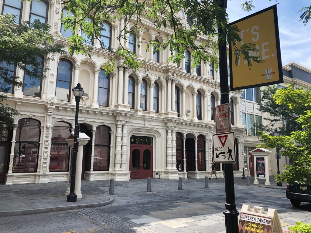 IMG_3431 Public defender Timothy Weiler was stabbed by a former client Friday as he approached the Grand Opera House in Wilmington’s central business district. (Cris Barrish/WHYY)