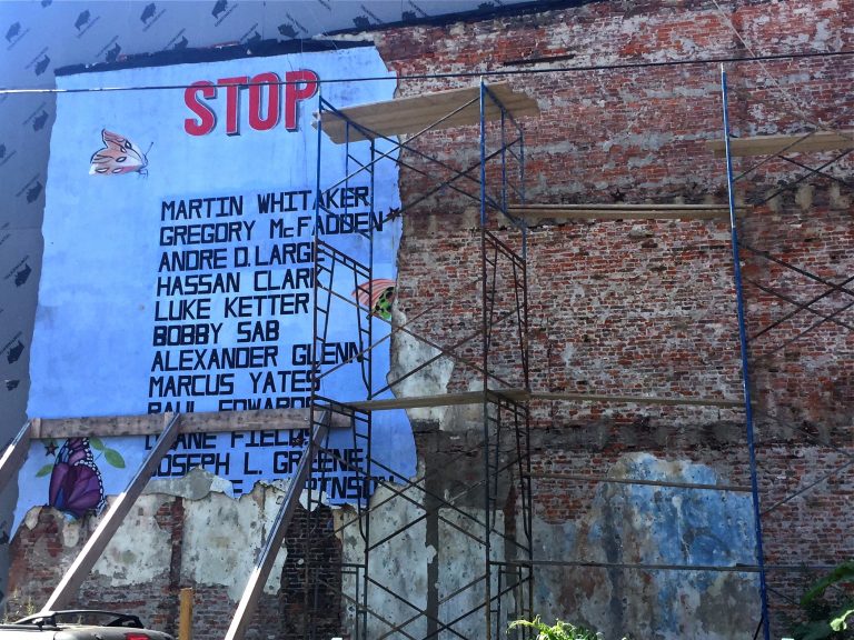 Developer Steven Brown, who said his intention had always been to preserve the mural, said the building was on the verge of collapse and impossible to save. He has promised to replace it. (Annette John-Hall/WHYY)