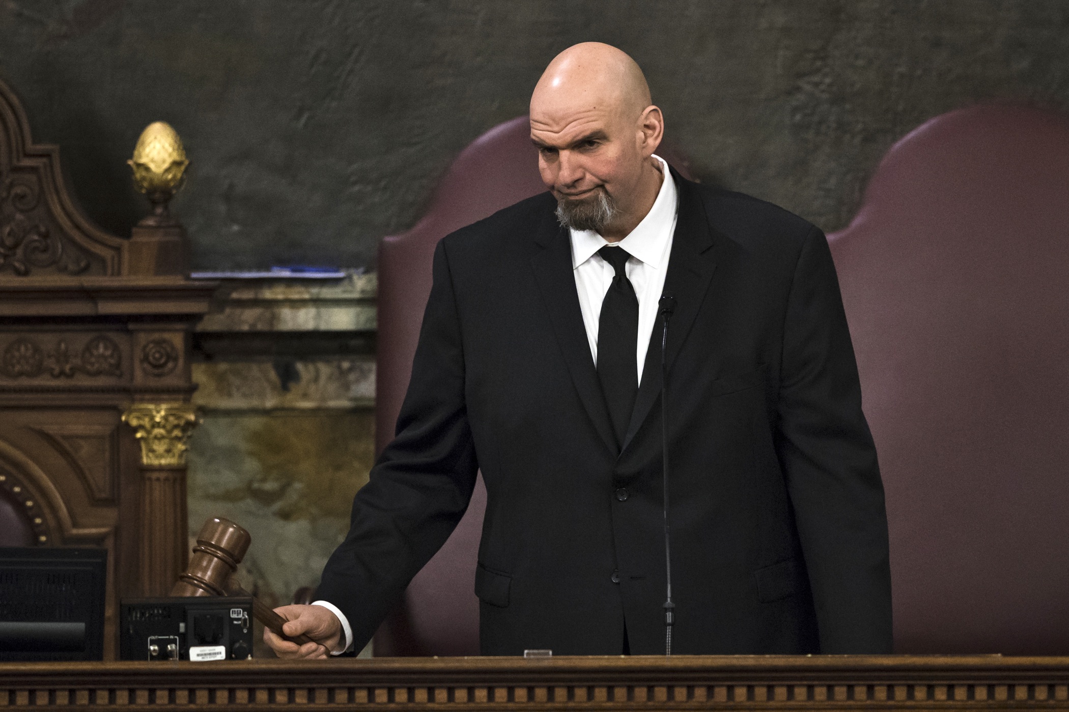 Lt. Gov. John Fetterman gavels in a joint session of the Pennsylvania House and Senate