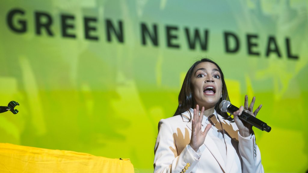 Rep. Alexandria Ocasio-Cortez speaks about the Green New Deal in Washington, D.C., on May 13. She has shined a spotlight on a once-obscure brand of economics known as “modern monetary theory.” Rep. Alexandria Ocasio-Cortez speaks about the Green New Deal in Washington, D.C., on May 13. She has shined a spotlight on a once-obscure brand of economics known as