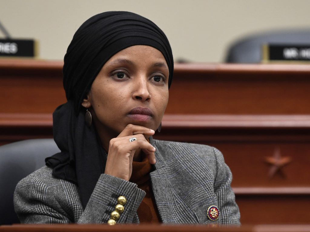 On Sunday, Rep. Ilhan Omar, D-Minn., said Trump’s comments targeting a group of Democratic congresswomen are “stoking white nationalism.” Above, Omar appears during a March hearing of the House Budget Committee. On Sunday, Rep. Ilhan Omar, D-Minn., said Trump's comments targeting a group of Democratic congresswomen are