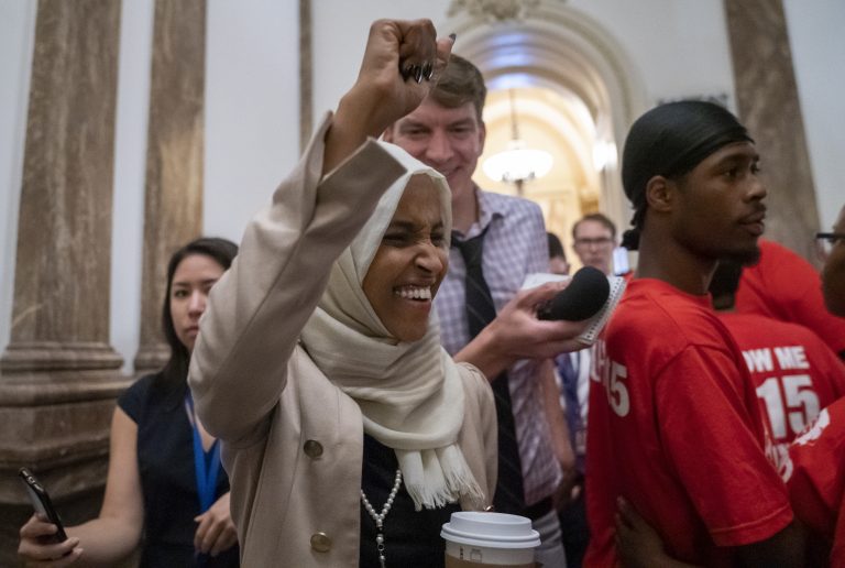 Rep. Ilhan Omar, shown here at the Capitol on Thursday, has been a target of racist rhetoric from President Trump . (J. Scott Applewhite/AP)