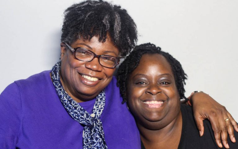 Corinthia Isom, right, was just a child when her mother died. At StoryCorps in 2015, Kathleen Payne, left, told Isom why her mom trusted her to take care of her daughter. (Carolina Escobar/StoryCorps)