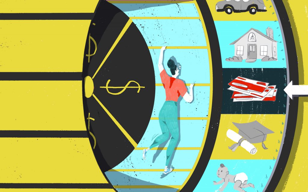 Many adults in the U.S. take out student loans but never finish their degree — leaving them in a vicious cycle of debt. Many adults in the U.S. take out student loans but never finish their degree — leaving them in a vicious cycle of debt (LA Johnson/NPR)
