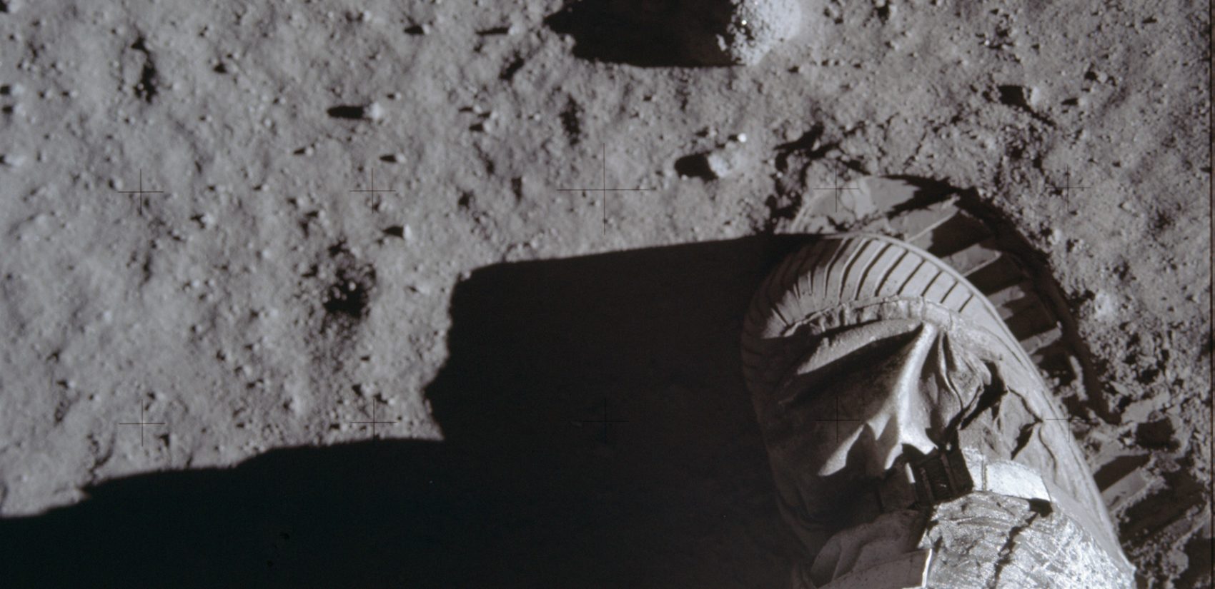 This July 20, 1969 photo made available by NASA shows Buzz Aldrins boot and bootprint during a test of the lunar soil during the Apollo 11 extravehicular activity. (Buzz Aldrin/NASA via AP)