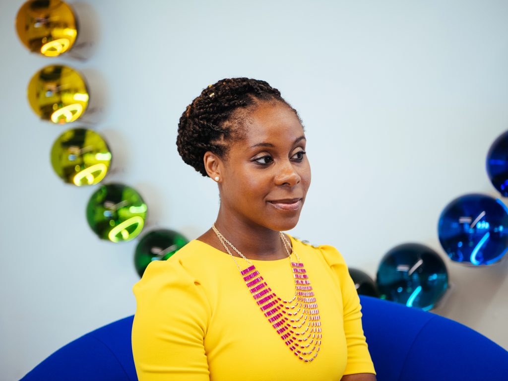Altovise Ewing, who has a doctorate in human genetics and counseling, now works as a genetic counselor and researcher at 23andMe, one of the largest direct-to-consumer genetic testing companies, based in Mountain View, Calif. Altovise Ewing, who has a doctorate in human genetics and counseling, now works as a genetic counselor and researcher at 23andMe, one of the largest direct-to-consumer genetic testing companies, based in Mountain View, Calif. (Karen Santos for NPR)