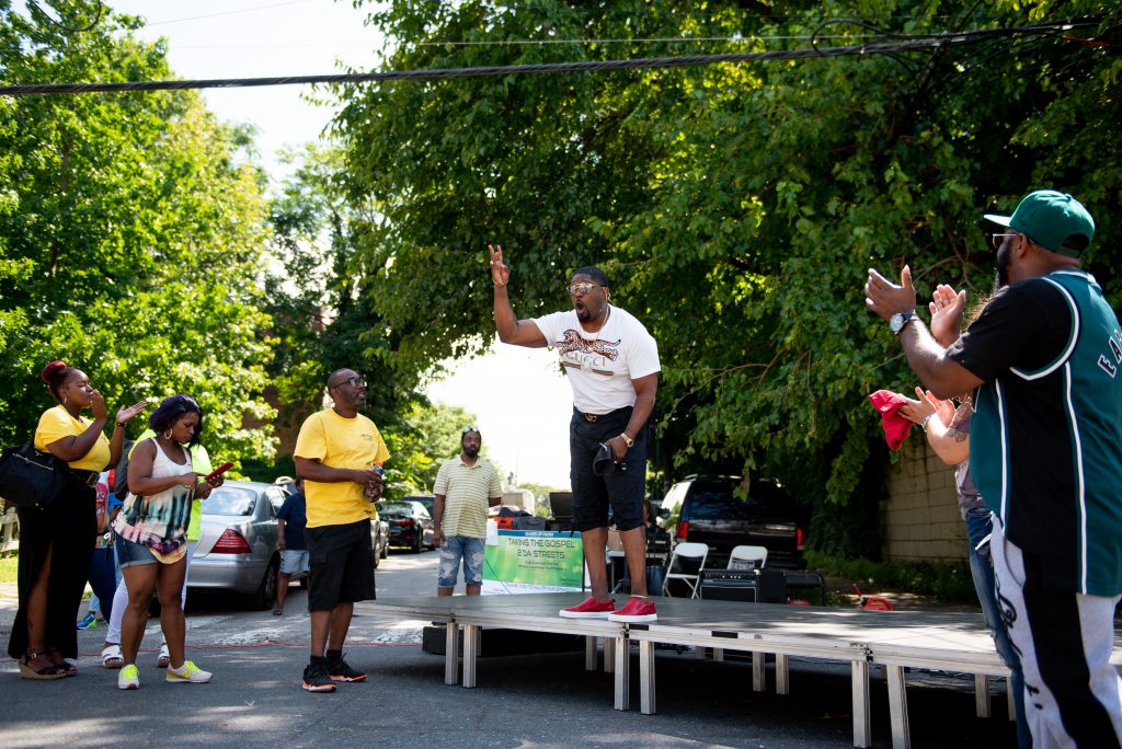 20190824_WHYY_Gospel to the Streets_045 Bishop Troy K. Grant delivers a sermon during the