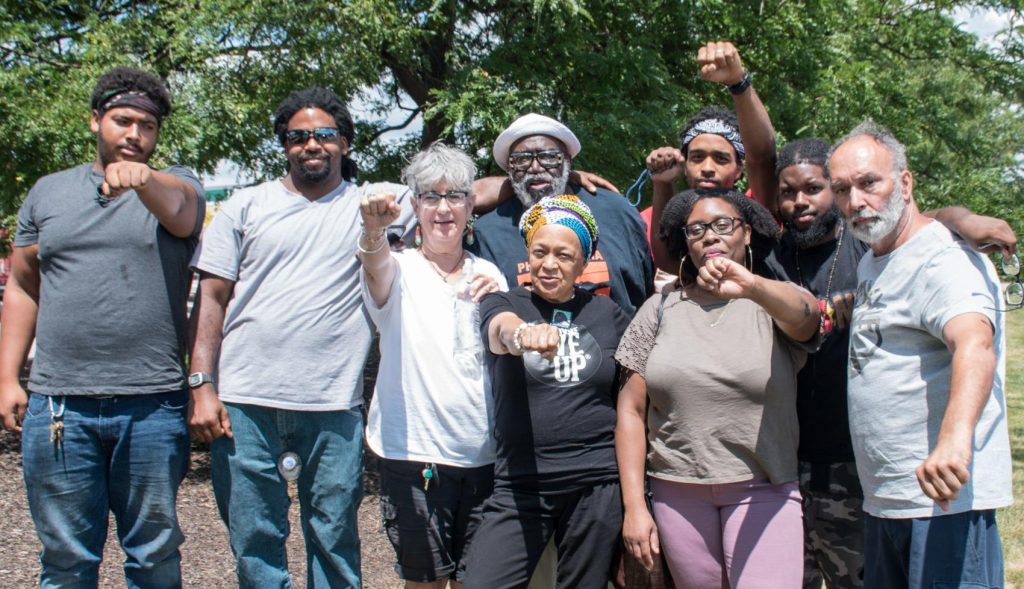 5d4df28575ce4.image Pam Africa, third from right, and MOVE sympathizers traveled on Friday to SCI Dallas in Luzerne County to visit ailing Delbert Africa. (Courtesy of Joe Piette)