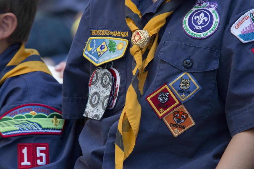 Transgender Boy Scouts In this June 25, 2016, file photo, Cub Scouts watch a race during the Second Annual World Championship Pinewood Derby in New York's Times Square. (AP Photo/Mary Altaffer, File)