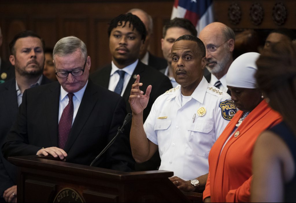 Richard Ross Philadelphia Police Commissioner Richard Ross, center right, speaks during a news conference at City Hall in Philadelphia, Thursday, Aug. 15, 2019. A gunman, identified as Maurice Hill, wounded six police officers before surrendering early Thursday, after a 7 ½-hour standoff.(AP Photo/Matt Rourke)