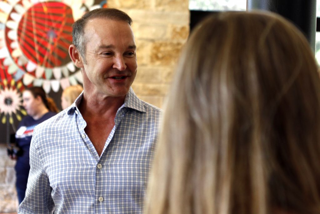 Shawn Terry, a Democratic candidate for the state legislature in Texas, meets with supporters during a campaign event in Dallas on Saturday, Aug. 17, 2019. Terry has already raised $235,000 as Democratic donors pour money into legislative races nationwide in hopes of flipping statehouse chambers in 2020. (Paul J. Weber/AP Photo)