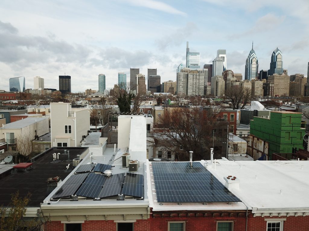 DCIM100MEDIADJI_0086.JPG Solar panels on Philadelphia rowhouses. (Adam Stein for Solar States)