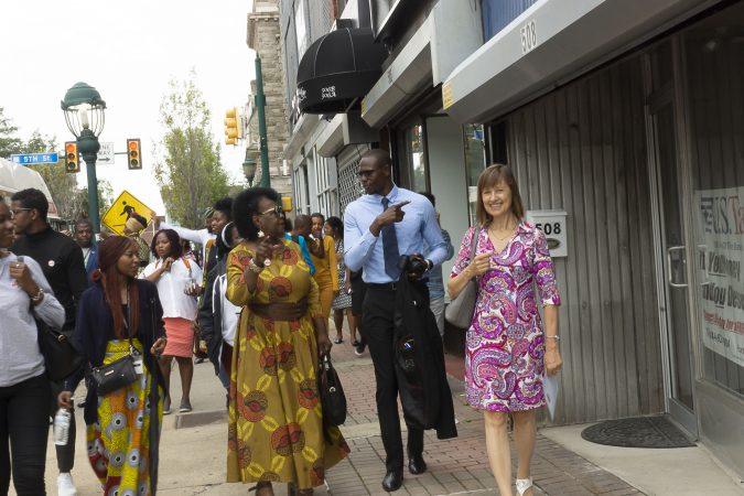 Mandela Washington Fellows and Chester Made Representatives tour Chester businesses along the Avenue of the States in Chester, Pa as part of the Chester Made and Mandela Washington Fellowship Exchange 2019. (Greg Irvin)