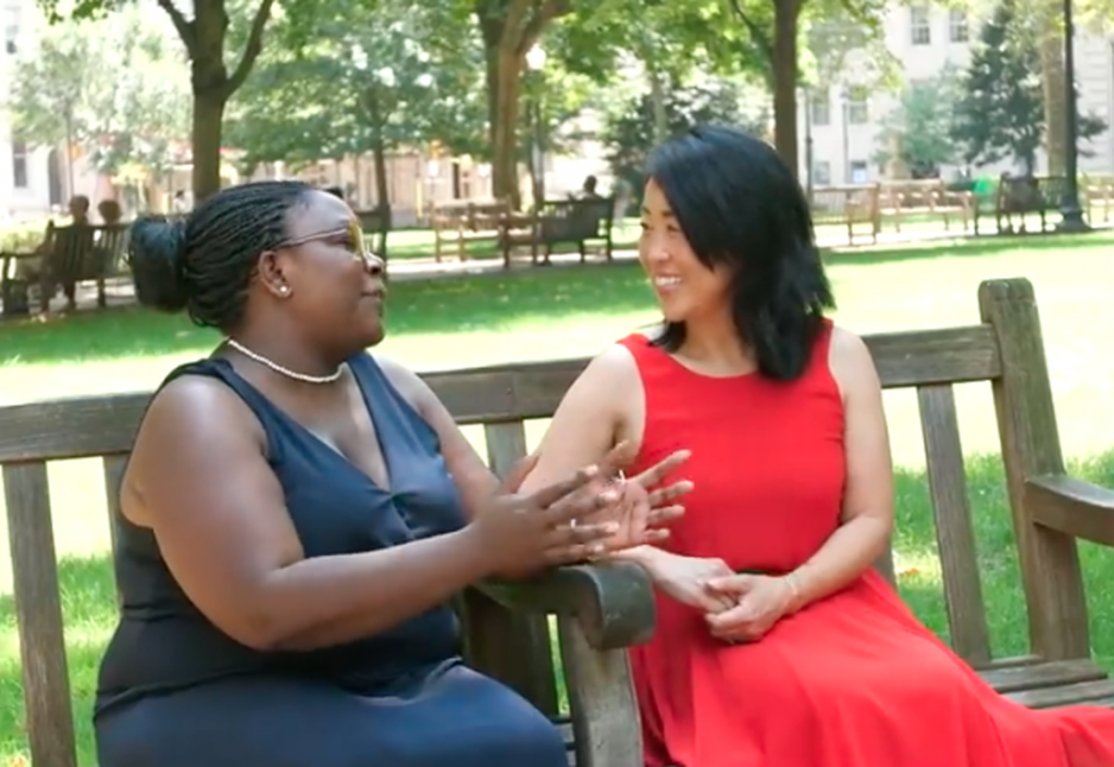 GymBrooksFBvideoendorsex1200 Working Families Party candidate Kendra Brooks, (left), and Philadelphia City Councilwoman Helen Gym, (right), pictured here in an endorsement video posted to Facebook (Kendra for Philly/Facebook)