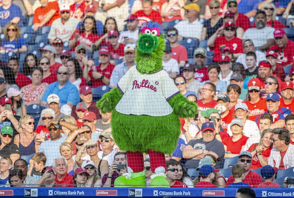 Rockies Phillies Baseball The Phillie Phanatic during a baseball game between the Philadelphia Phillies and the Colorado Rockies, Saturday, May 18, 2019, in Philadelphia. (Laurence Kesterson/AP Photo)