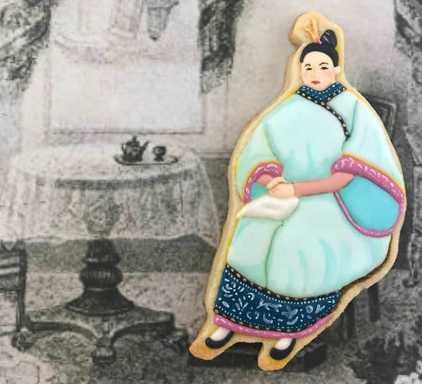Jasmine Cho's cookie portrait of Afong Moy, who is often cited as the first Chinese woman to step foot in the United States. Beginning in the 1830s, Moy was put on display before crowds as a curiosity. (Jasmine Cho)