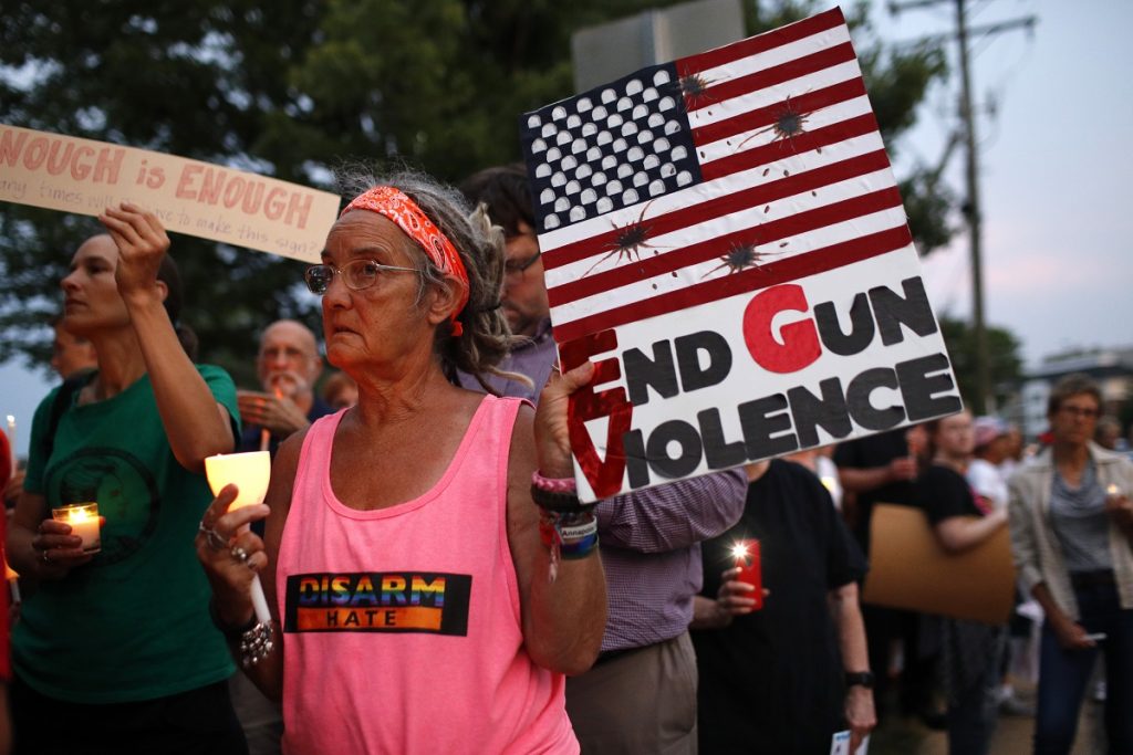Sandi Lisko Sandi Lisko attends a vigil for recent victims of gun violence outside the National Rifle Association's headquarters building, Monday, Aug. 5, 2019, in Fairfax, Va. (AP Photo/Patrick Semansky)